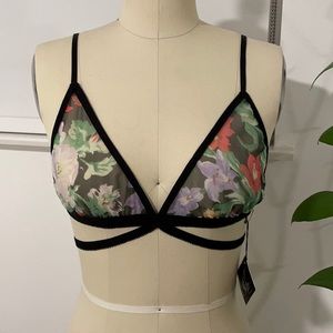 EAST N WEST LABEL INTIMATES SHEER FLORAL BRA - MEDIUM